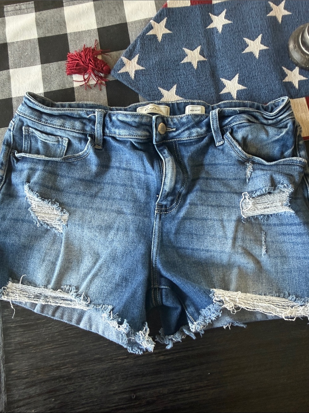 KanCan Distressed Blue Denim Cutoff Shorts